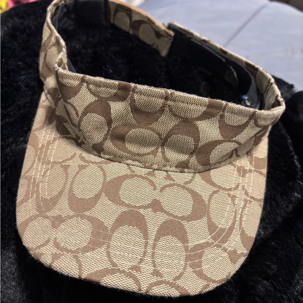 Coach Tan and Brown Patterned Visor